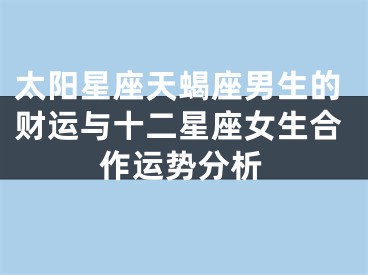 太阳星座天蝎座男生的财运与十二星座女生合作运势分析