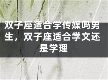 双子座适合学传媒吗男生，双子座适合学文还是学理