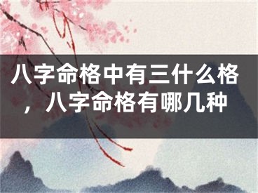 八字命格中有三什么格，八字命格有哪几种