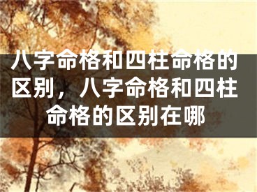 八字命格和四柱命格的区别，八字命格和四柱命格的区别在哪