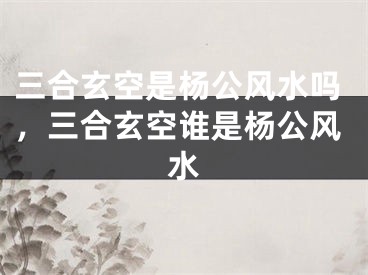 三合玄空是杨公风水吗,三合玄空谁是杨公风水
