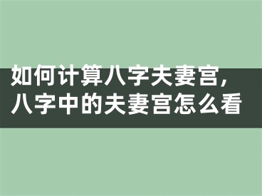 如何计算八字夫妻宫,八字中的夫妻宫怎么看