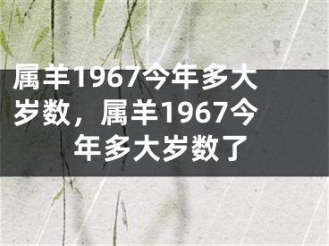 属羊1967今年多大岁数，属羊1967今年多大岁数了