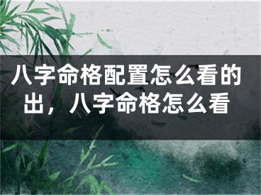 八字命格配置怎么看的出,八字命格怎么看