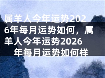 属羊人今年运势2026年每月运势如何，属羊人今年运势2026年每月运势如何样