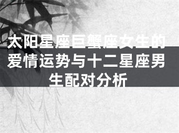 太阳星座巨蟹座女生的爱情运势与十二星座男生配对分析