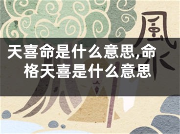 天喜命是什么意思,命格天喜是什么意思