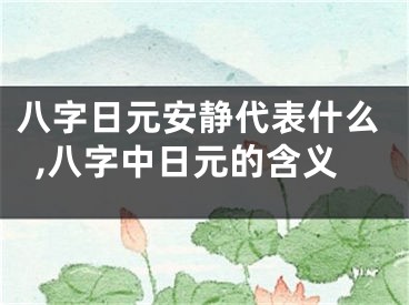 八字日元安静代表什么,八字中日元的含义