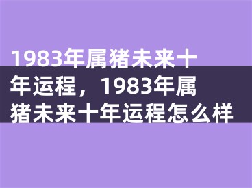 1983年属猪未来十年运程，1983年属猪未来十年运程怎么样