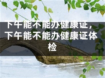 下午能不能办健康证，下午能不能办健康证体检