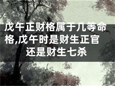 戊午正财格属于几等命格,戊午时是财生正官还是财生七杀
