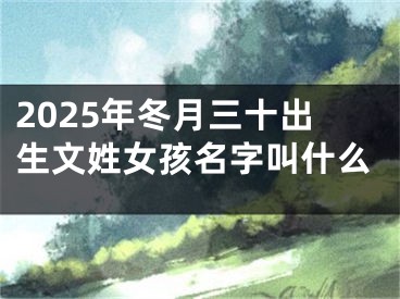 2025年冬月三十出生文姓女孩名字叫什么