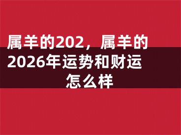 属羊的202，属羊的2026年运势和财运怎么样